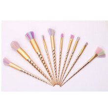 (10pcs gold)10pcs Unicorn Female Makeup Brushes Set Thread Contour Eyeshadow Brush Powder