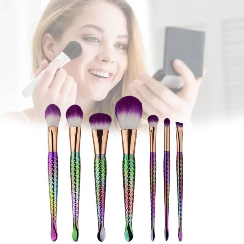 (5PCS Multicolor)Mermaid Make Up Brushes Set Foundation Eyebrow Eyeliner Blush Cosmetic Tool 1