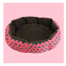 (Rose Red) Polka Octagon Dot Dog House Cotton Plush Warm Pet Bed Cat Dismantled Nest Washed