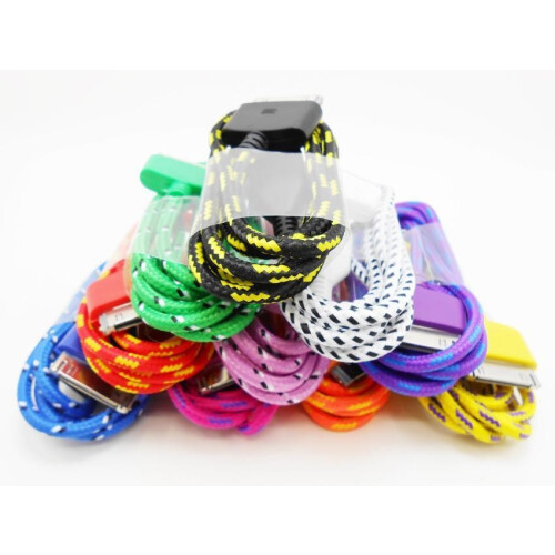 (White,1M)High Quality Usb Data Sync Charger Braided Fabric Cable Cord For 4 4s 2