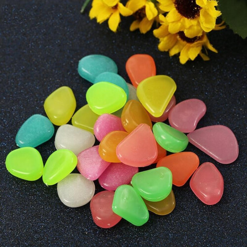 (100Pcs)Fish Tank Glowing Color Cobble Fluorescent Resin Material Decorative Scenery 1