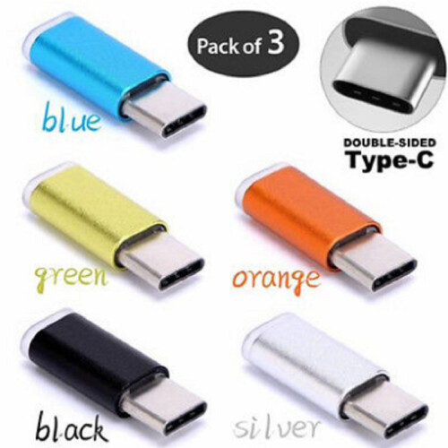 (Silver)3x Metall Micro USB zu USB Typec Sync Ladegerät Adapter für Google Pixel Moto Z 1