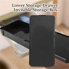 Under Desk Drawer Organizer Invisible Storage Box Self-Adhesive Stationary Container Desk Sundry Makeup Holder Black