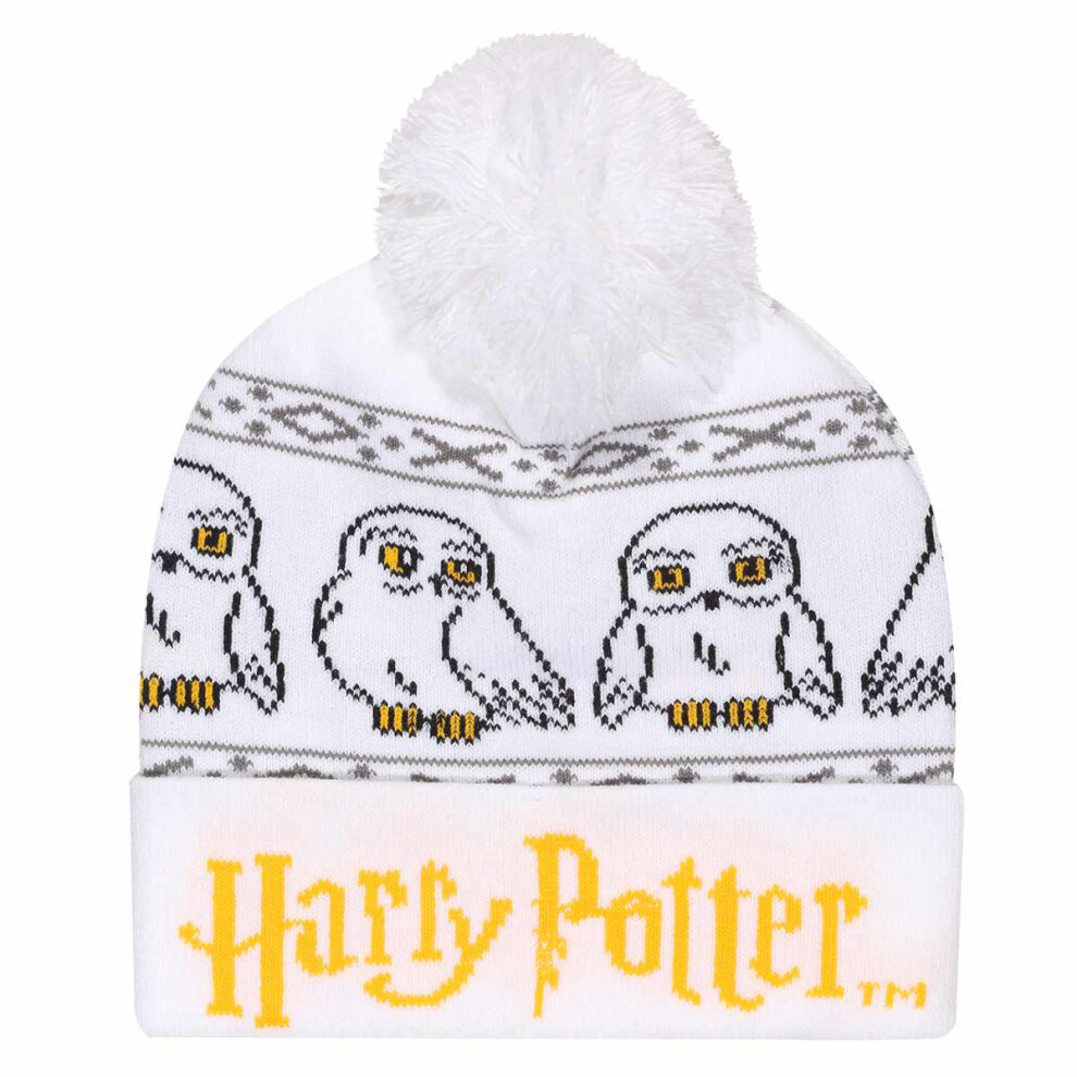 Harry Potter Unisex Adult Snow Hedwig Beanie Black