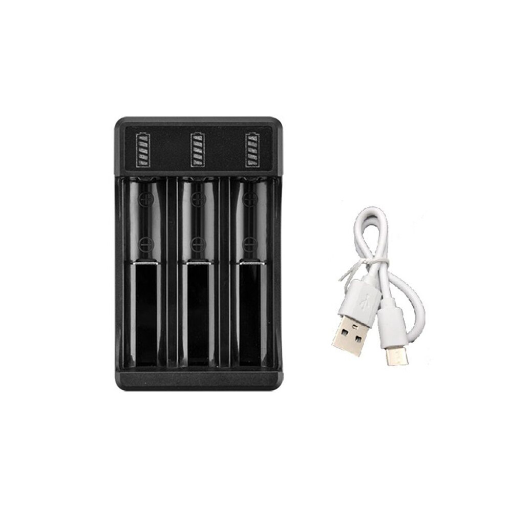 18650 Fast Charger With Type-C Cable 4.2V Lithium Battery Intelligent Charger For 14500 26650 18650 Battery, 3 Slot 4713241364447