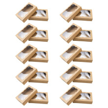 20Pcs Kraft Bakery Packaging Boxes with Transparent Window for Cookies Chocolates Pastries