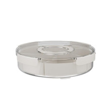 Transparent Rotating Candy Storage Box with 360 Base and MultiSection Dustproof Cover
