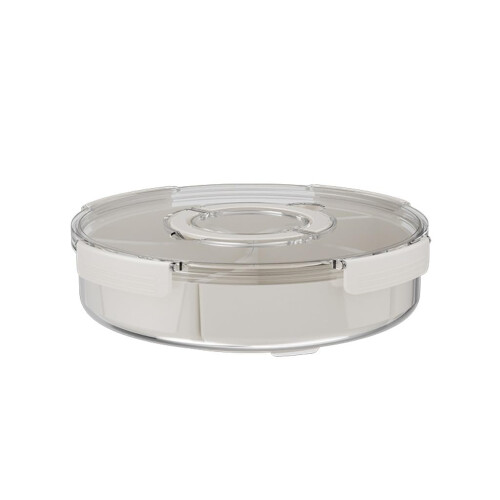 Transparent Rotating Candy Storage Box with 360 Base and MultiSection Dustproof Cover
