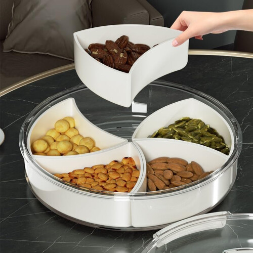 Transparent Rotating Candy Storage Box with 360 Base and MultiSection Dustproof Cover 1