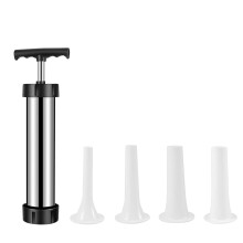 Stainless Steel Manual Sausage Stuffer with 4 Tubes for Easy Homemade Meat Filling