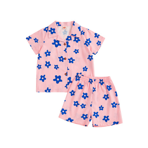 (3-4 Years, Light Pink) Καλοκαιρινές πιτζάμες κοριτσιών ελαστικά σορτς