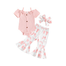 (12-18 Months, Pink) Éadaí Samhraidh do Chailíní Romper Fhuar le Muinchille Gearr agus Bríste Lasrach Prionta Féileacán