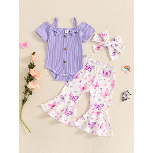 (18-24 Months, Purple) Καλοκαιρινά ρούχα για τύπωμα πεταλούδας. 1