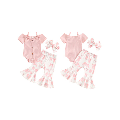 (6-12 Months, Pink) Καλοκαιρινά ρούχα για τύπωμα πεταλούδας. 1
