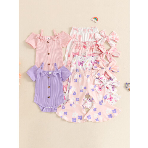 (6-12 Months, Purple) Καλοκαιρινά ρούχα για τύπωμα πεταλούδας. 2