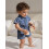 (12-18 Months, Blue) Τζιν σορτς για νήπια, κοντομάνικο, με κουμπιά και λάστιχο στη μέση 12