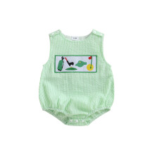 (6-12 Months, Green) Tutina estiva per neonati, senza maniche, girocollo, con ricamo a tema golf, per bambini e bambine.
