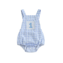 (6-12 Months, Blue) Tutine neonati maschietti per primo compleanno, body estivi senza maniche con ricamo lettere, salopette