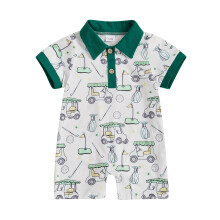(6-12 Months, Green) Tutina da neonato con stampa golf, maniche corte, colletto risvoltato e chiusura a bottoni, tutina casual