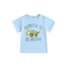 (6-7 Years, Sky Blue) Léine T do Pháistí, Barr Samhraidh le Muineál Criú, Prionta Litreacha, Muinchille Gearra, Éadaí Laethúla