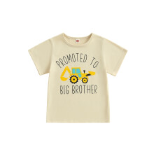 (3-4 Years, Yellow) Léine T do Pháistí, Barr Samhraidh le Muineál Criú, Prionta Litreacha, Muinchille Gearra, Éadaí Laethúla