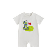 (12-18 Months, White) Dívčí overaly pro chlapce, narozeninové oblečení, golfové číslo, kulatý výstřih, krátký rukáv