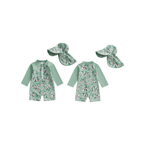 (2-3 Years, Green) Ensemble maillot de avec chapeau. 1