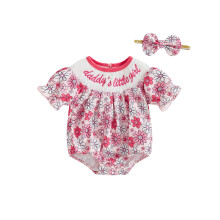 (6-9 Months, Pink 1) Kislány pizsamák, hímzett betűkkel, cseresznye/virágos/csizma mintás, rövid ujjú overálok, bodyk fejpánttal