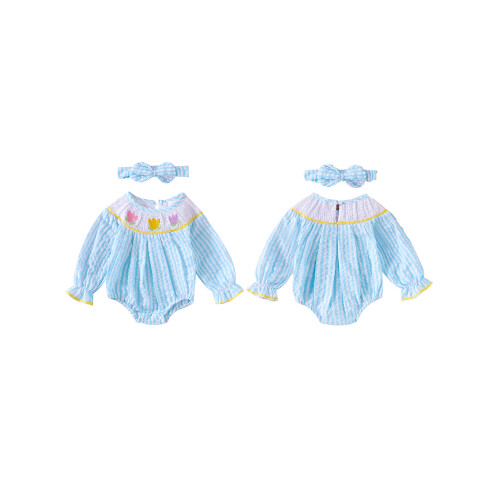 (6-12 Months, Sky Blue) Ολόσωμες Φόρμες με με Κορδέλα 1