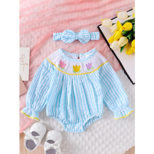 (6-12 Months, Sky Blue) Ολόσωμες Φόρμες με με Κορδέλα 2