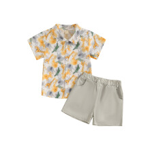 (5-6 Years, Lemon Yellow) Zomeroutfit voor babyjongens: T-shirt met dinosaurusprint en bijpassende shorts (2-delige set)