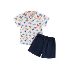 (4-5 Years, White) Zomeroutfit voor babyjongens: T-shirt met dinosaurusprint en bijpassende shorts (2-delige set)