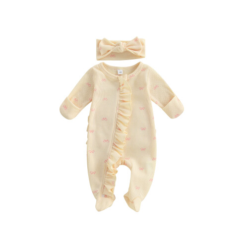(0-3M, Beige) Σετ 2 τεμαχίων ρούχα νεογέννητα