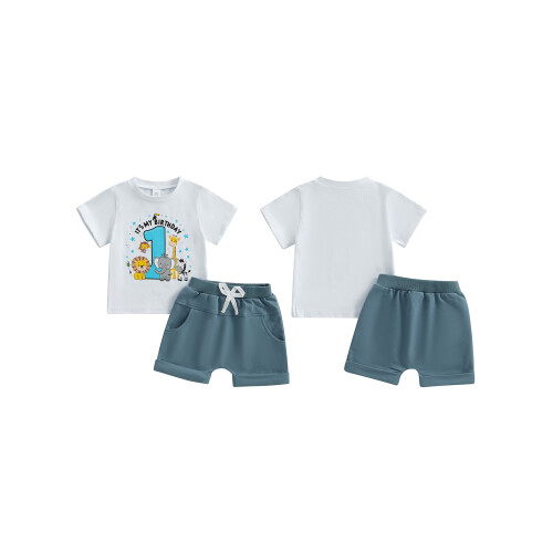 (12-18 Months, Blue) Oblečení pro chlapečka elastickým pasem. 1