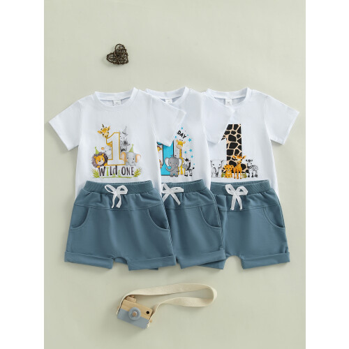 (12-18 Months, Blue) Oblečení pro chlapečka elastickým pasem. 2