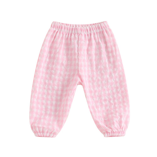(2-3 Years, Pink) Παντελόνι με καρό casual, μακρύ.