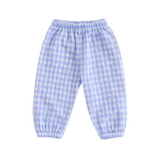 (0-6 Months, Blue) Karierte Hosen für Kleinkinder (Mädchen und Jungen) mit elastischem Bund – bezaubernde, lässige lange Hosen