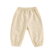 (0-6 Months, Khaki) Karierte Hosen für Kleinkinder (Mädchen und Jungen) mit elastischem Bund – bezaubernde, lässige lange Hosen