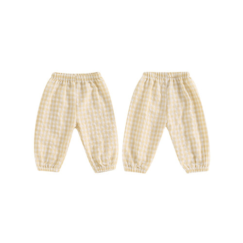 (0-6 Months, Khaki) Παντελόνι με καρό casual, μακρύ. 1
