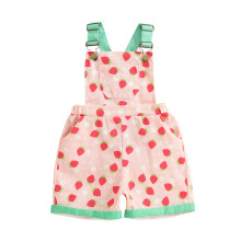 (5-6 Years, Multi-color) Salopette da bambina con stampa anguria, scollo quadrato, pantaloncini e tasche, ideale per l'estate.
