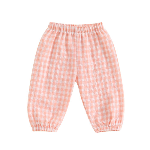 (0-6 Months, Orange) Παντελόνι με καρό casual, μακρύ.