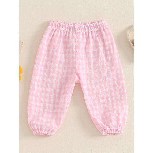 (2-3 Years, Pink) Παντελόνι με καρό casual, μακρύ. 2