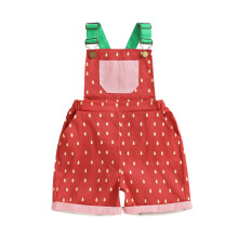 (12-18 Months, Green) Salopette da bambina con stampa anguria, scollo quadrato, pantaloncini e tasche, ideale per l'estate.