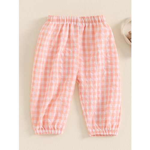 (0-6 Months, Orange) Παντελόνι με καρό casual, μακρύ. 2
