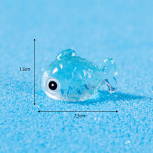 (Blue) Luminous Landscape Micro Fish Ornaments Resin Crafts Mini Terrariums Decoration