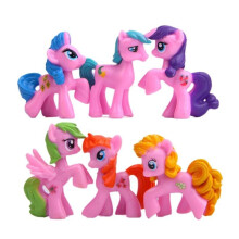(Pink)My Little Pony tema animação 6 peças personagem brinquedo PVC micro decoração paisagem