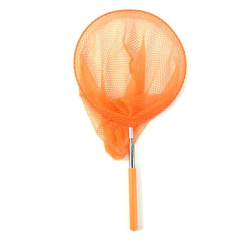 (Orange) Extendable Kids Telescopic Handle Fishing Bug Butterfly Catching Mesh Net Bugs