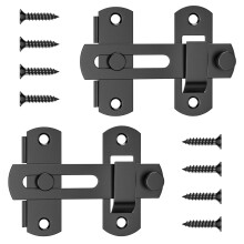 Heavy Duty Stainless Steel Barn Door Latch with 180 Flip Gate Lock, Matte Black, 2 Pack
