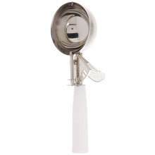 Ice Cream Scoop with Ergonomic Plastic Handle White Heavy Duty Disher for Consistent Portion Control