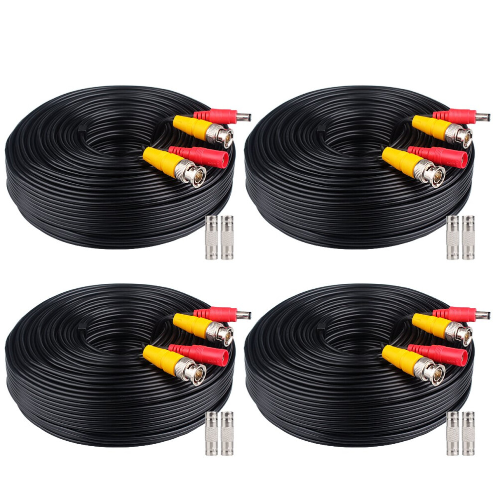 Security Camera Cable 4X100ft 4Pack, Bnc Cctv Video Power Cord For 5Mp Dvr, Weatherresistant 9169991219202